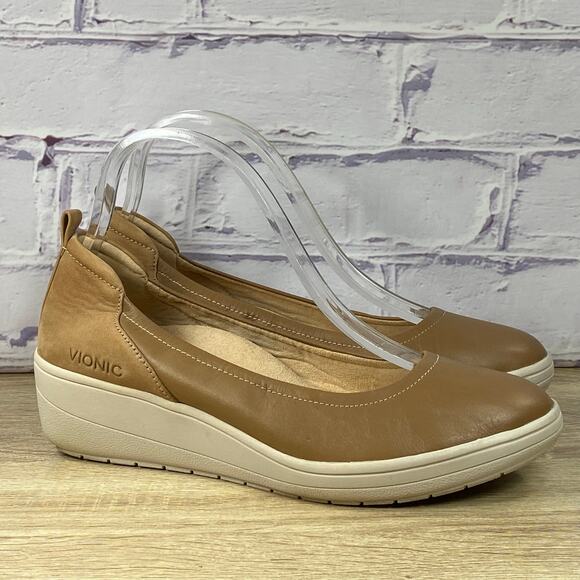 Vionic | Shoes | Vionic Jacey Slip On Leather Wedge Shoes Womens 9 Wide ...